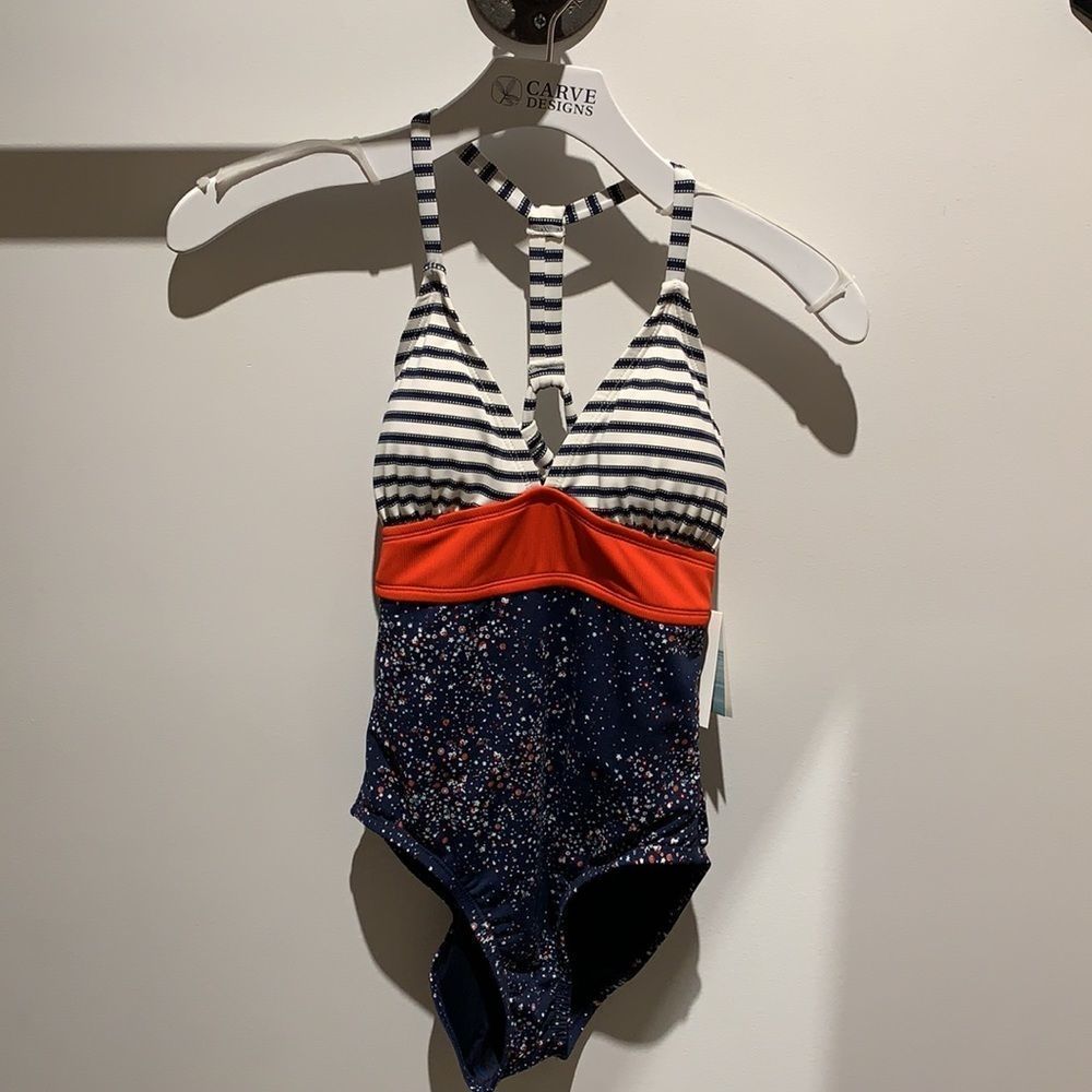 LAST ONE☝️NWT - XS | Carve Designs | Dahlia One Piece - Navy/ Cherry/ White